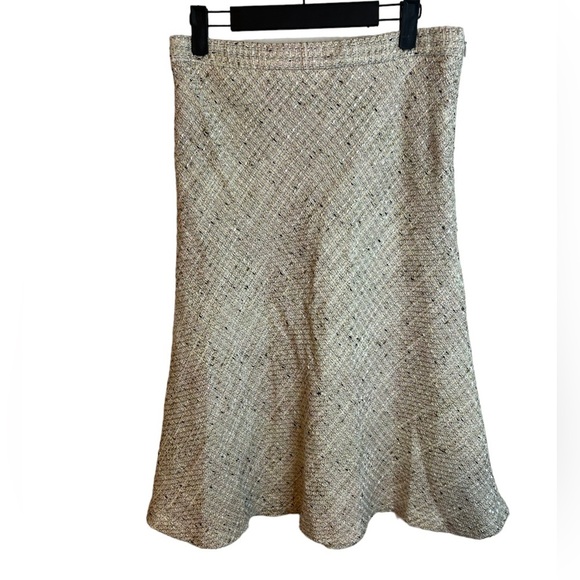ANN TAYLOR BEIGE TWEED FLOWY SKIRT - Picture 1 of 4